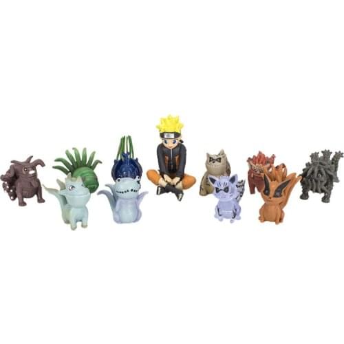 10 Bijuu Naruto Anime Action Figure GK Uzumaki-Naruto Figma 8cm Statue Q Version Desktop Collection Toys For Children Gift