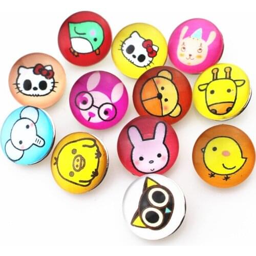10pcs/lot Mix cartoon animals Snap Buttons for 18mm Ginger Snap Bracelet&Bangles DIY Snap Jewelry Charms