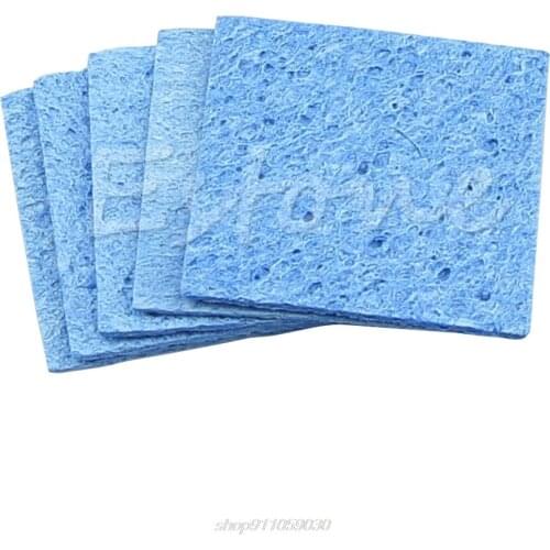 5pcs Soldering Iron Solder Tip Welding Cleaning Sponge Pads Blue Size 6cm*6cm D21 20 Dropshipping