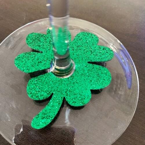 6pcs Glitter Wine Glass Charms Saint Patrick Theme Glass Goblet Tags Drink Markers Buckle Design Festival Home Party Decor