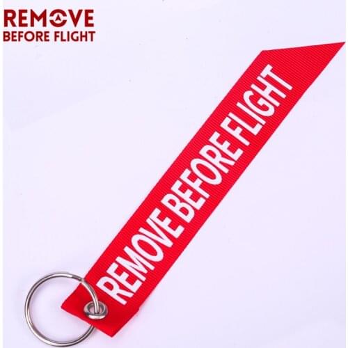 Remove Before Flight Streamer Key Chain Chaveiro Red Print Keychain Ring for Aviation Gifts Key Ring Jewelry Soft Key Fob