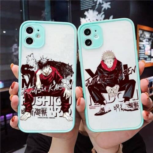 Jujutsu Kaisen Phone Case For iPhone 12 11 Mini Pro XR XS Max 7 8 Plus X Matte transparent blue Cover