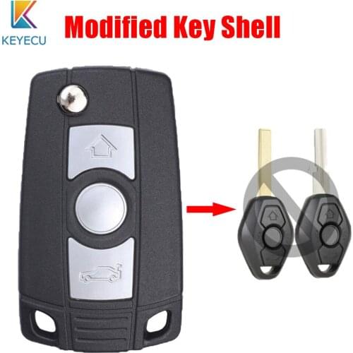 KEYECU Modified Flip Remote Key Shell Case 3 Buttons for BMW 3 5 7 Series Z3 Z4 X3 X5 M5 325i Uncut HU58 / HU92