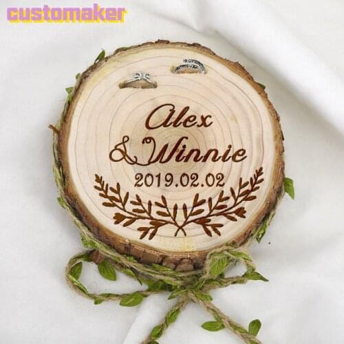 Personalized custom carved natural wood ring case wooden holiday supplies Arts and crafts Proposal ring storage box gift case