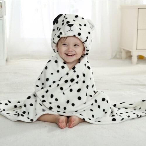 Baby Cartoon Animal Cosplay Photo props Receiving Blanket Flannel White snow leopard Design Newborn Infant Bath Sleeping Robe