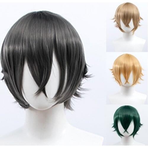 DIANQI 30 cm short straight hair black white purple blue red high temperature fiber synthetic wigs cosplay wigs