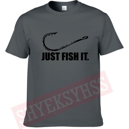 Fishing Enthusiasts 100% Cotton TShirt Just Fish It Funny Fishing Angler Hook Bait T shirt Men personality outdoor T-shirt Tees