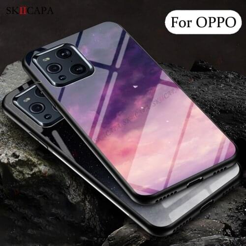 Gradient Tempered Glass Phone Case For OPPO Reno 6 5 Pro A94 A74 A54 5G Find X3 X2 Pro F19 Starry Sky Pattern Shockproof Cover