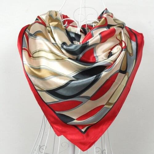 Red Silk Scarf Women Scarf,China Style Satin Big Square Scarf Printed,Ladies' Brand Rayon Silk Scarf Hijab Fashion shawl 90*90cm