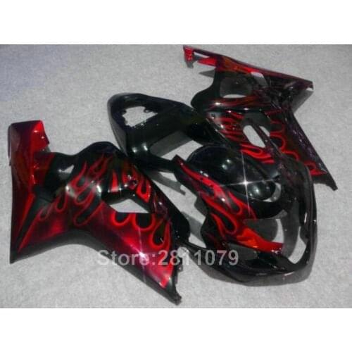 Top selling plastic fairing kit for Suzuki SRAD GSXR600 750 04 05 GSXR 600 750 2004 2005 red flames black fairings set TI22