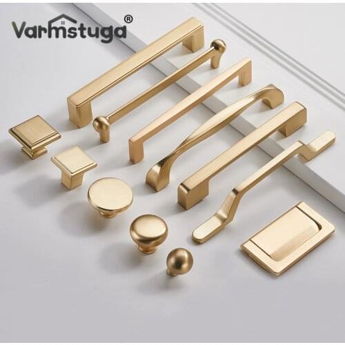 Brushed Gold Cabinet Handle Zinc Alloy Straight Handle Drawer Knob Decorative Kitchen Cupboard Pulls Furniture Hardware