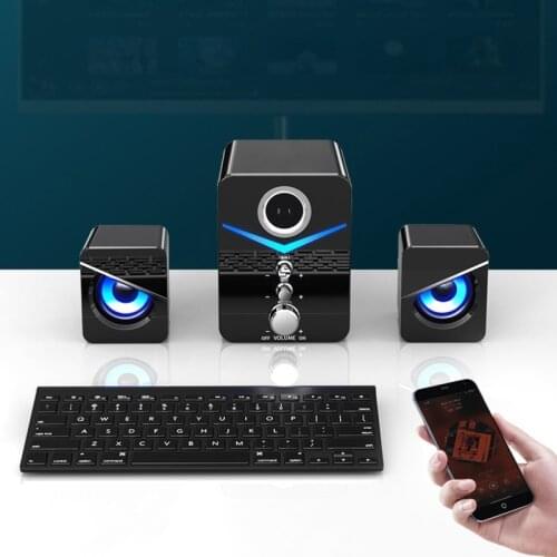 Mini Computer 2.1 LED Speaker USB Wired 3D Stereo Sound Surround Loudspeaker For Phone PC Laptop Notebook Bluetooth Loudspeakers