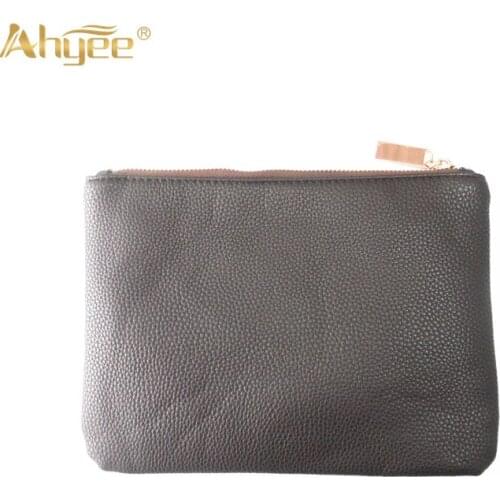 Fashion Rose Golden Cosmetic Hand Bag Luxry Lichee Pattern Zipper Lady Used Beauty Tool Woman Potable Makeup Brush Storage Bag