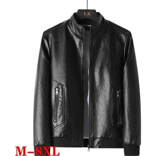 Men Leather Jacket Autumn Casual Motorcycle Retro Mens Jackets Hardcore Outwear Male PU Leather Windbreaker Mens Plus size 8XL