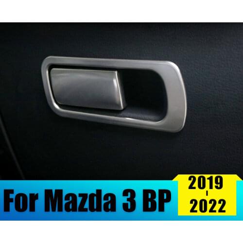 Stainless Steel Car Storage Box Handle Decoration Sticker For Mazda 3 Alexa 2019 2020 Co-pilot Handle Bowl Cover Accessories