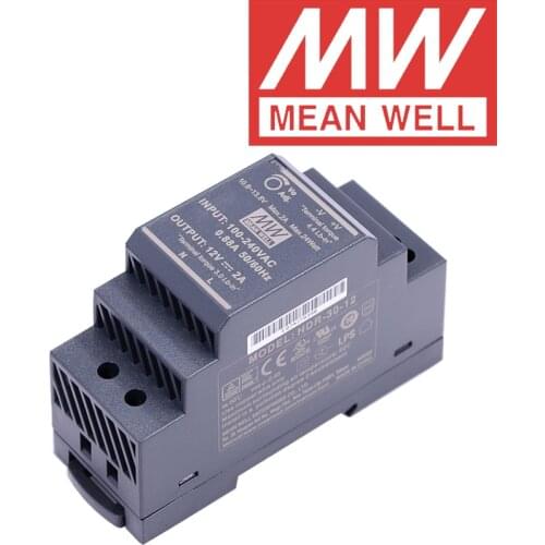 Original Mean Well HDR-30-12 DC 12V 2A 24W meanwell Ultra Slim Step Shape DIN Rail Power Supply