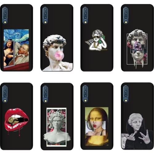 QAQsam Soft TPU Silicone For Lenovo Z6 Case Back Cover Cartoon Statue Abstract Art Painted Cases