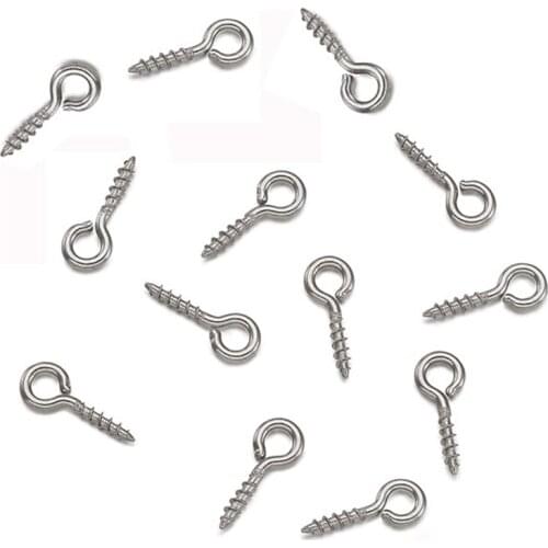 100pcs 304 Stainless Steel Screw Eye Pin Bail Pegs For Half Drilled Beads Jewelry Making DIY Findings 10x4x1mm Hole: 2mm