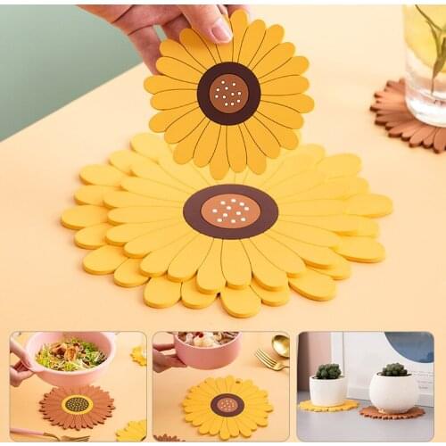 Sunflowers Shape Silicone Coaster Coffee Table Cup Mats Pad Heat Insulation Cup Pads Placemat Drink Coaster Table Mats
