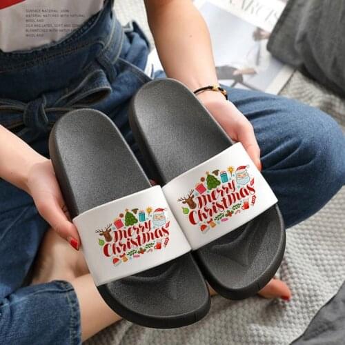 Women Shoes Non Slip Slides Indoor Slippers Merry Christmas Slippers Beach Flip Flops Summer Bathroom fashion Shoes for Woman