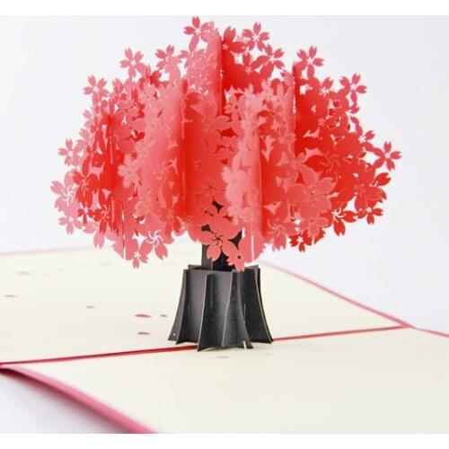 Stereo stereo 3D Sakura cards creative romantic Cherry Blossom Festival Creative Postcard paper of Wuhan University