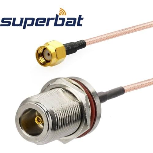 Superbat N Female Jack Bulkhead O-ring to RP-SMA Male(female in) Pigtail Cable RG316 20cm RF Coax Cable