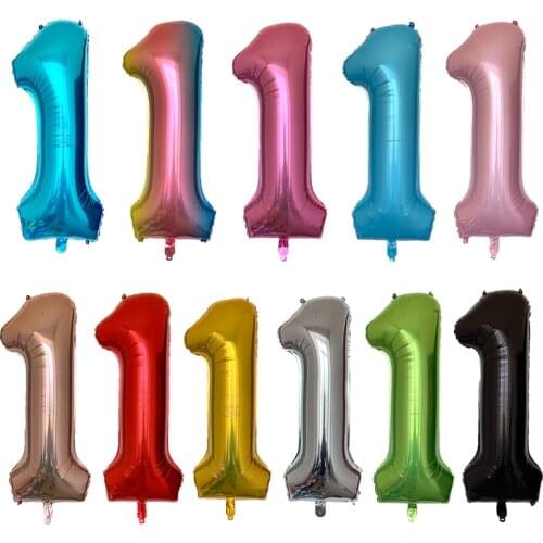 1pcs Baby 1st Birthday Party 40inch Number Helium Balloon Decoration Rose Gold Pink Blue Digit 1 Foil Ballon Anniversary Supply