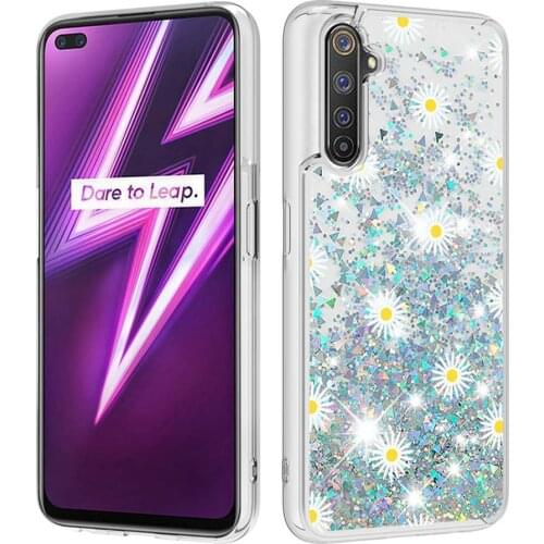 For OPPO Realme 6 Pro Cute Glitter Fitted Phone Case Realme C11 C15 Bling Liquid Quicksand Silicone Bumper Cover RMX2001 RMX2061