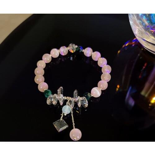 Naked Color Cats Eye Beaded Bracelets for Women Female Trendy Korean Crystal Bracelet Fine Jewelry Accessories 2021 New YBR407