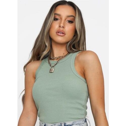 Short Top Women Vest for Summer Sexy Sleeveless Pure Color 1Pcs European Style S/M/L