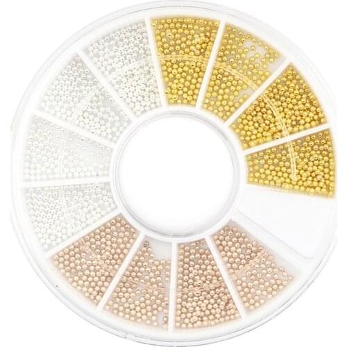 1mm Gold Silver Steel Bead Turntable Craft Decoration FlatBack Cabochon Embellishments For Scrapbooking Accessories Nail Art DIY