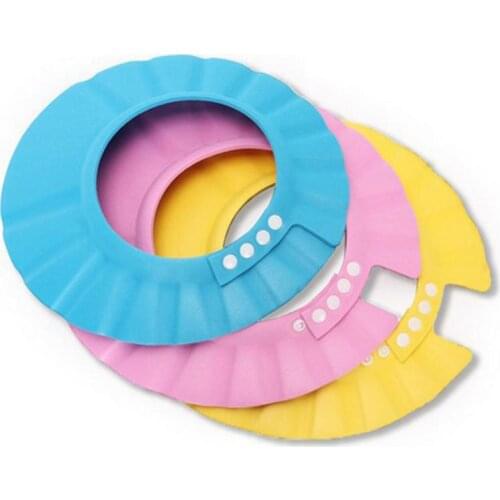 1pc Childrens Solid Color Wash Hair Shield Soft Fourth-gear Adjustable Bath Shampoo Bathing Shower Soft Cap For Baby Kids Care