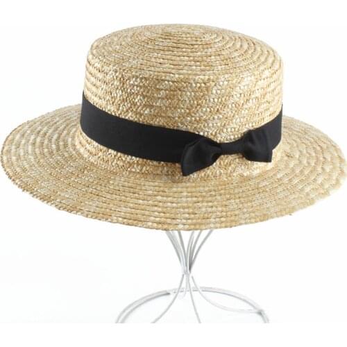 2019 Parent Child Summer Natural Straw Hat Bowknot Flat Top Sun Hats For Women Beach Panama Hat S,L Size
