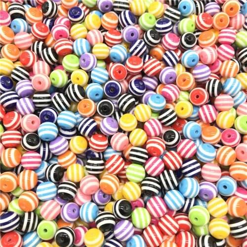 6 8 10mm Acrylic Round Color Striped Loose Separator DIY Jewelry Necklace Bracelet Earrings Accessories