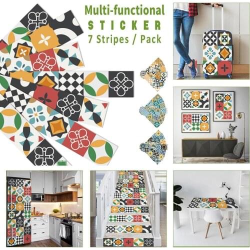 7Pcs/Set 100x21CM Retro Print Self Adhesive Waterproof PVC Wall Stickers Patch Decal Multifunction Home Decoration Posters