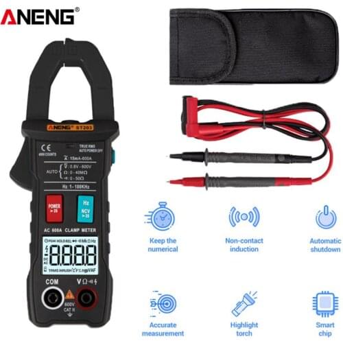 ANENG ST203/ST205 Digital Clamp Meter Multimeter 4000 Counts Uto AC/DC Current Ammeter Voltage Tester Ohm Hz NCV Voltage Meter
