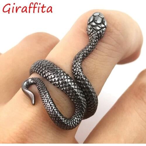 1 Piece European New Retro Punk Exaggerated Spirit Snake Ring Fashion Personality Stereoscopic Opening Adjustable Ring