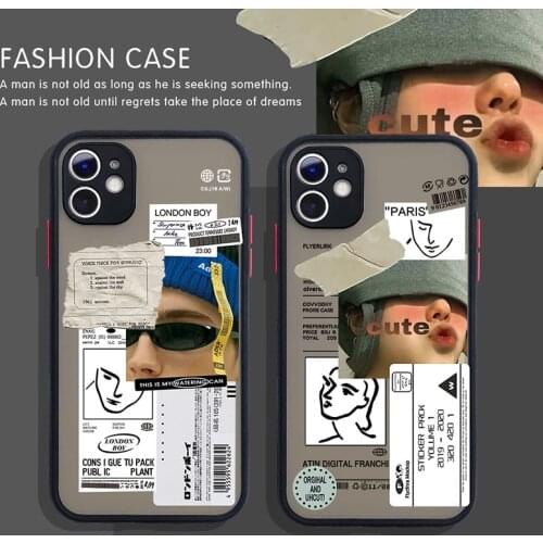 Black Phone Case For Iphone 12 11 pro max Trendy Label Girl Mobile Phones Shell X Xr Xs Hot Explosion 7 8 plus cool Cover