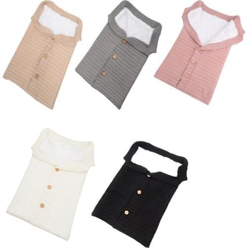 Baby Sleeping Bag Envelope Winter Kid Sleepsack Footmuff Stroller Knitted Sleep Sack Newborn Swaddle Knit Wool Slaapzak