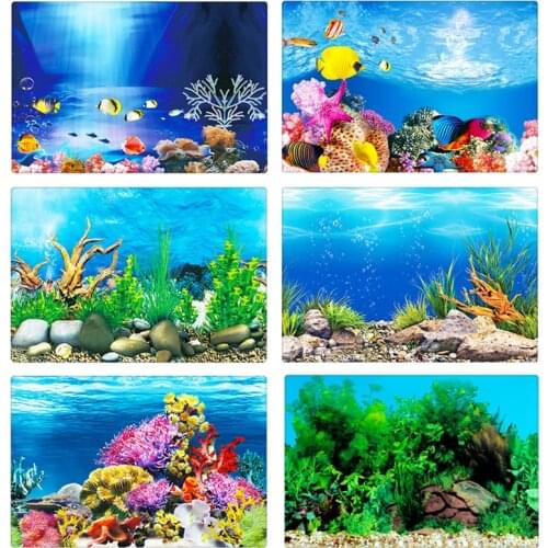 PVC Fish Tank Decoration Poster Double Side 3D Background For Aquarium Ocean Plants Landscape Painting Sticker Decor Ornament