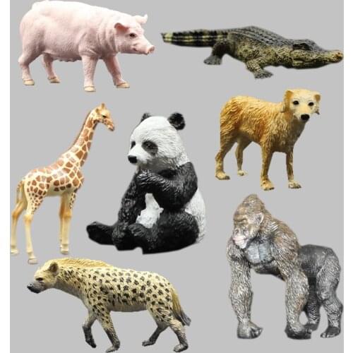 Farm wild animal model of orangutans panda giraffe Golden retriever hyenas swine animal model Simulation model of animal toys