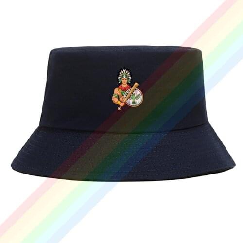 Indiana Headdress Warrior Mascot Flat Top Breathable Bucket Hats Unisex Summer Printing Fishermans Hat