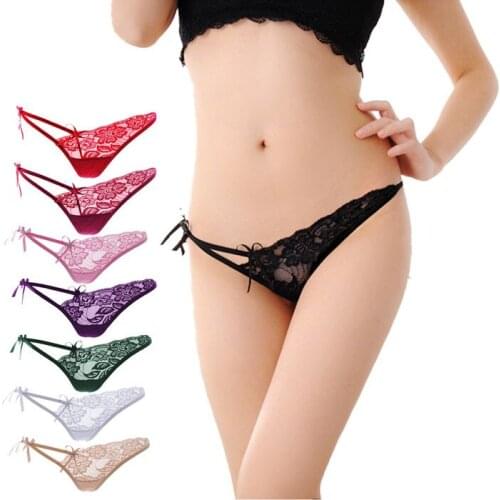 Hot Women Sexy Black G-string Panties Lady Erotic Breathable Briefs Panties Transparent Thong Lingerie Knicker Lace Underwear