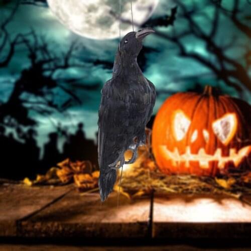 Halloween Simulation Crow Decorations Feathered Bird Statue Photo Props Tree Ornament Outdoor Hanging Decors Decoy