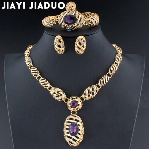 Jiayijiadu Exquisite Dubai Jewelry Set Luxury Gold Color Nigerian Wedding African Beads Jewelry Set Costume Design dropshipping