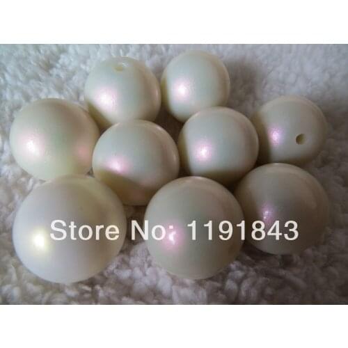 Kwoi vita Chunky New 20MM Rainbow White 100pcs Chunky Acrylic Imitation Pearl beads for Jewelry