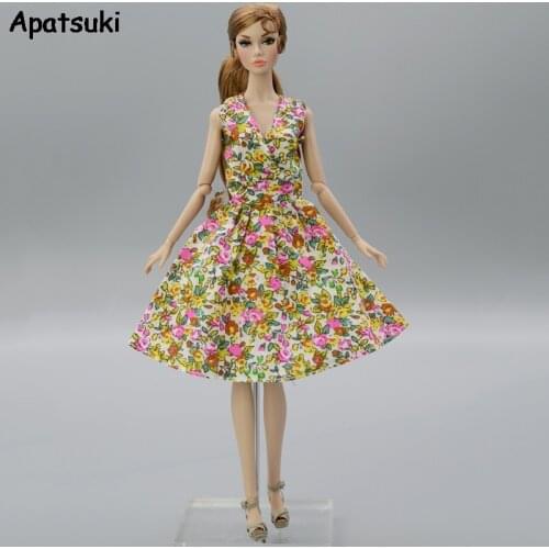 Summer Flower Floral Dress For Barbie Doll Gown Outfits Party Dress Fashion Doll Clothes For Barbie Doll 1/6 Doll Accessories
