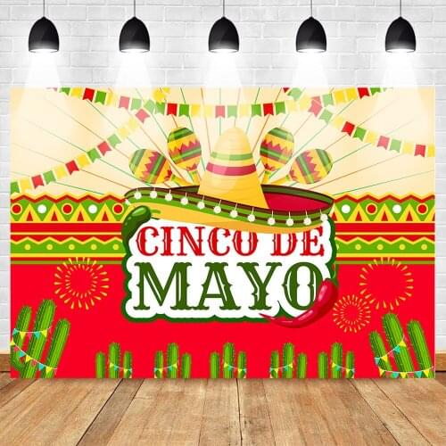 Mexico Theme Fiesta Backdrop for Photography Birthday Banner Supplies Newborn Background Baby Red Mexican Elements for Studio