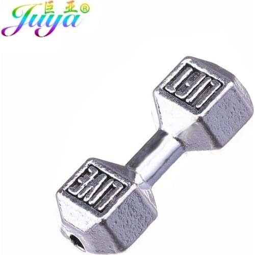 Juya 10pcs/lot Metal Beads Wholesale Antique Gold Dumbbell Charm Beads For Hand made Natural Stone Beading Jewelry Making