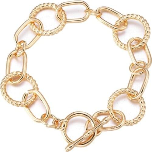 Fashion Irregular Rib Chain Bracelet Mens and Womens Hip Hop Trend Alloy Jewelry Niche OT Buckle Bracelets Wholesale